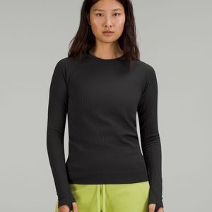 lululemon Rest Less Pullover Top in Rib Black Running Sz 4